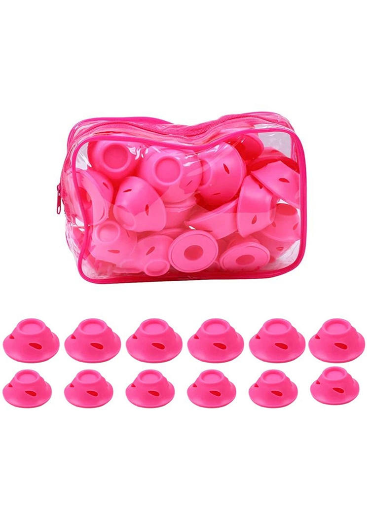 

40Pcs/set Heatless Silicone Magic Curling Hair Roller in Pink. Size