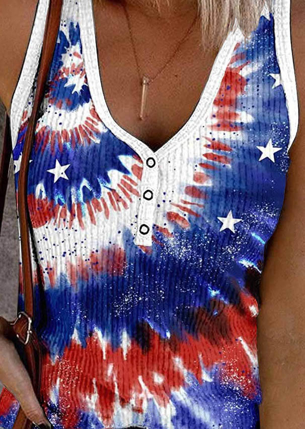 

Tank Tops Tie Dye Swirl Star Snap Button Tank Top in Multicolor. Size