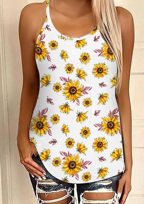 

Tank Tops Sunflower Criss-Cross Hollow Out Camisole in Multicolor. Size: ,L