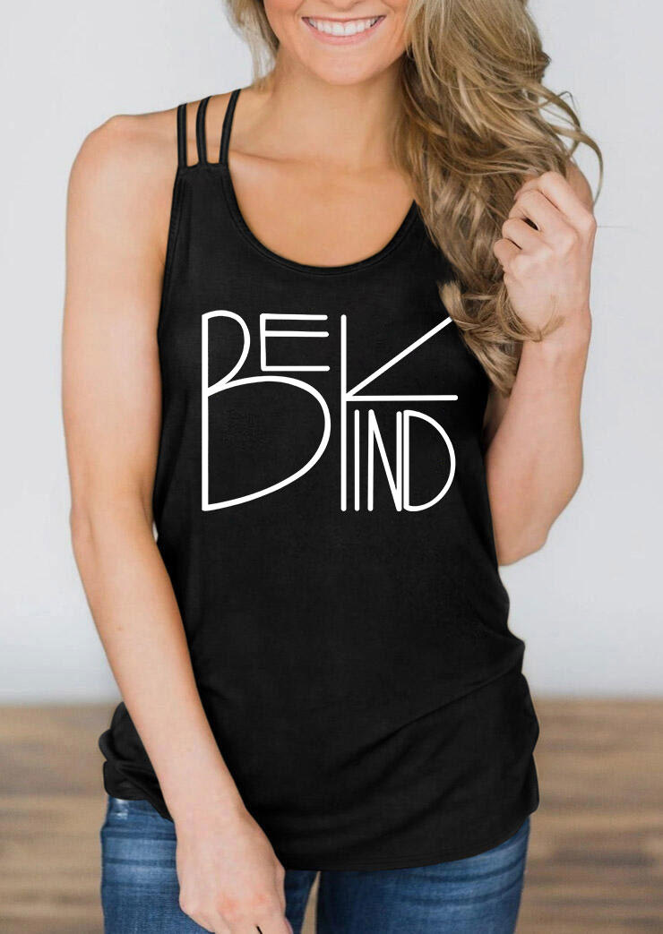 Tank Tops Be Kind Hollow Out Tank Top in Black. Size: L,S