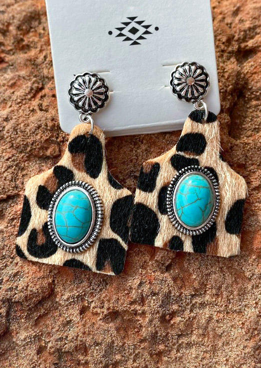 

Earrings Leopard Turquoise Floral Earrings in Leopard. Size