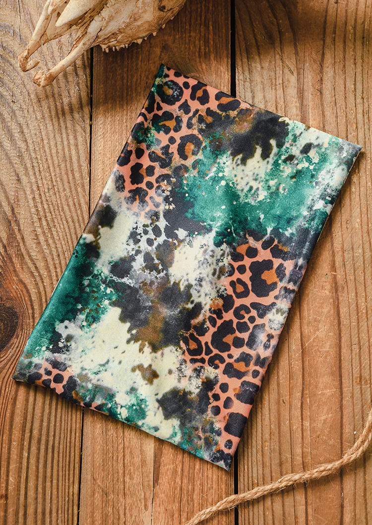 Leopard Tie Dye Yoga Wide Headband in Multicolor. Size: One Size