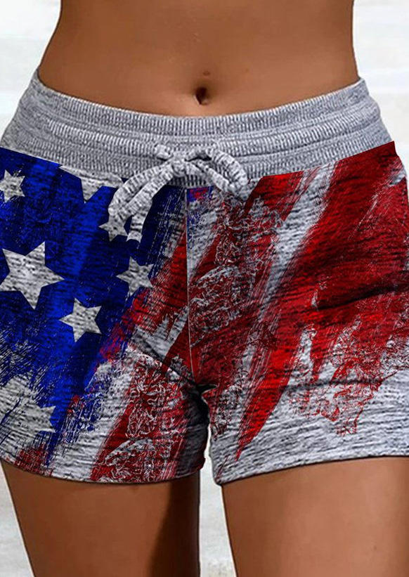 Shorts American Flag Pocket Drawstring Shorts in Multicolor. Size: S,M,L,XL