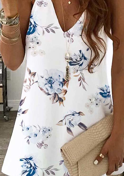

Mini Dresses Floral Lace Splicing V-Neck Mini Dress in White. Size