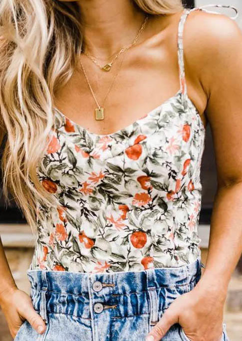 

Tank Tops Floral Tie Casual Camisole in Multicolor. Size: L,,XL