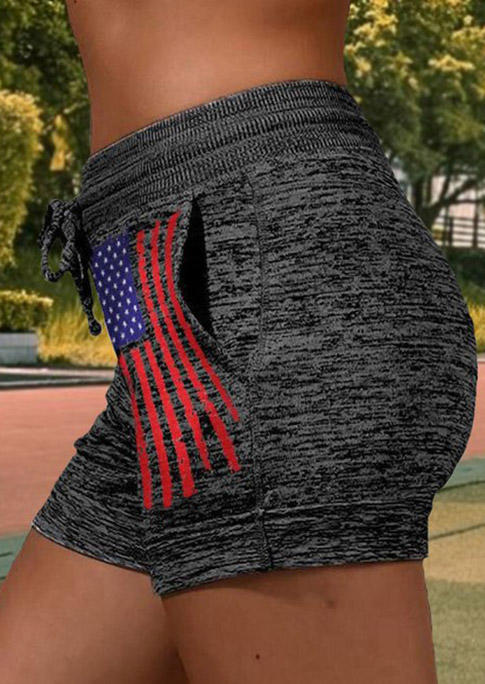 

Shorts American Flag Pocket Drawstring Shorts in Dark Grey. Size