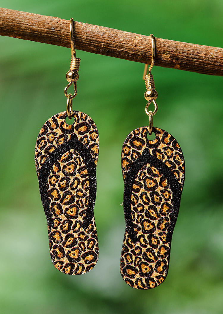 Leopard Wood Slippers Earrings