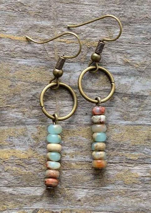 

Earrings Vintage Colorful Beading Hook Earrings in Multicolor. Size