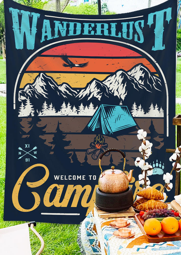 

Tapestry Outdoor Wanderlust Welcome To Our Campfire Hanging Tapestry in Multicolor. Size