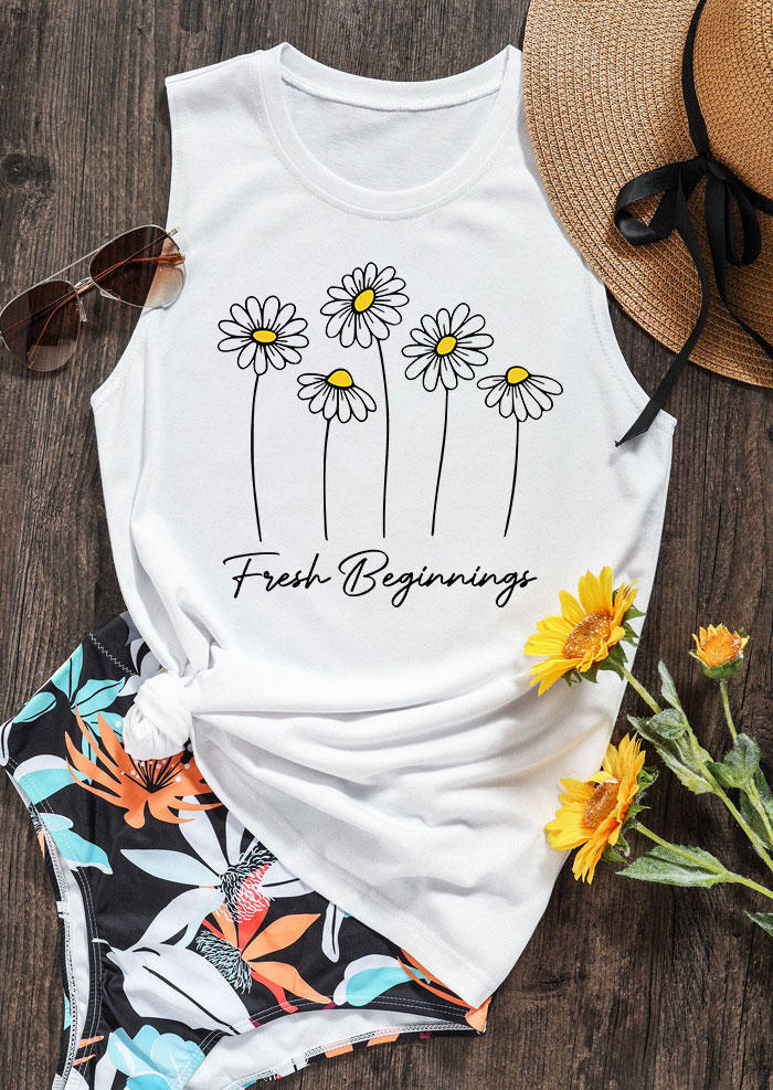 

Tank Tops Daisy Fresh Beginnings O-Neck Tank Top in White. Size