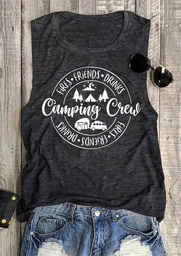 

Tank Tops Camping Crew Fires Friends Drinks Tank Top in Dark Grey. Size