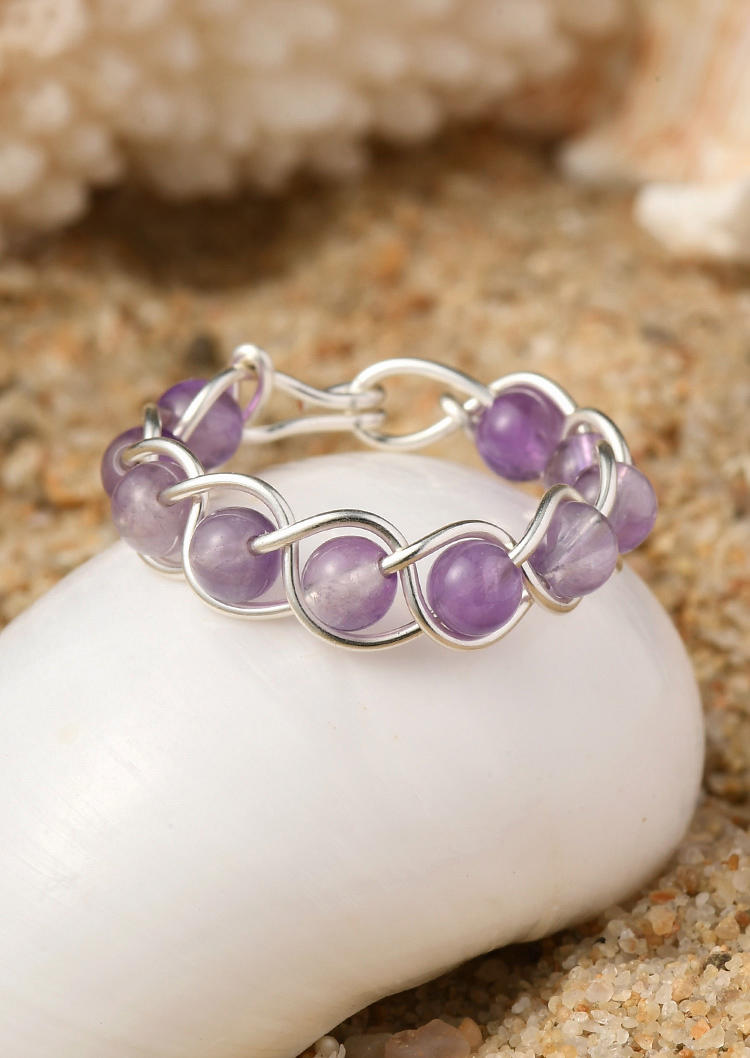 

Rings Gemstone Wrapped Braided Ring in Purple. Size