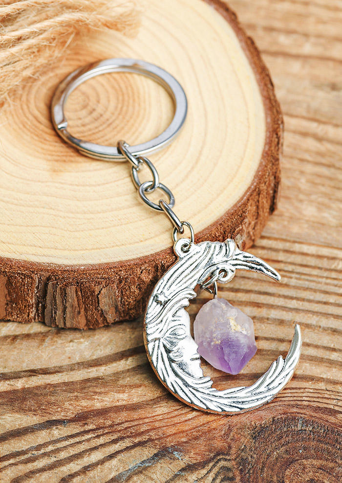 

Keychains Moon Face Alloy Keychain in Silver. Size