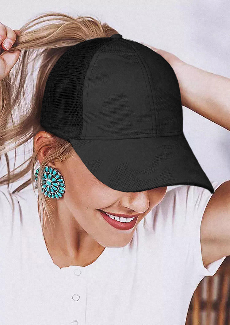 

Hats Mesh Splicing Hollow Out Baseball Cap in Black. Size