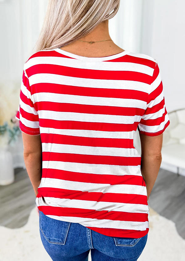 

Blouses American Flag Twist Short Sleeve Blouse in Multicolor. Size: ,M,L,XL
