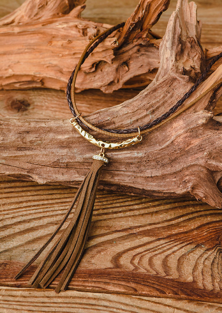 

Necklaces Tassel Double-Layered Alloy Necklace in Multicolor. Size