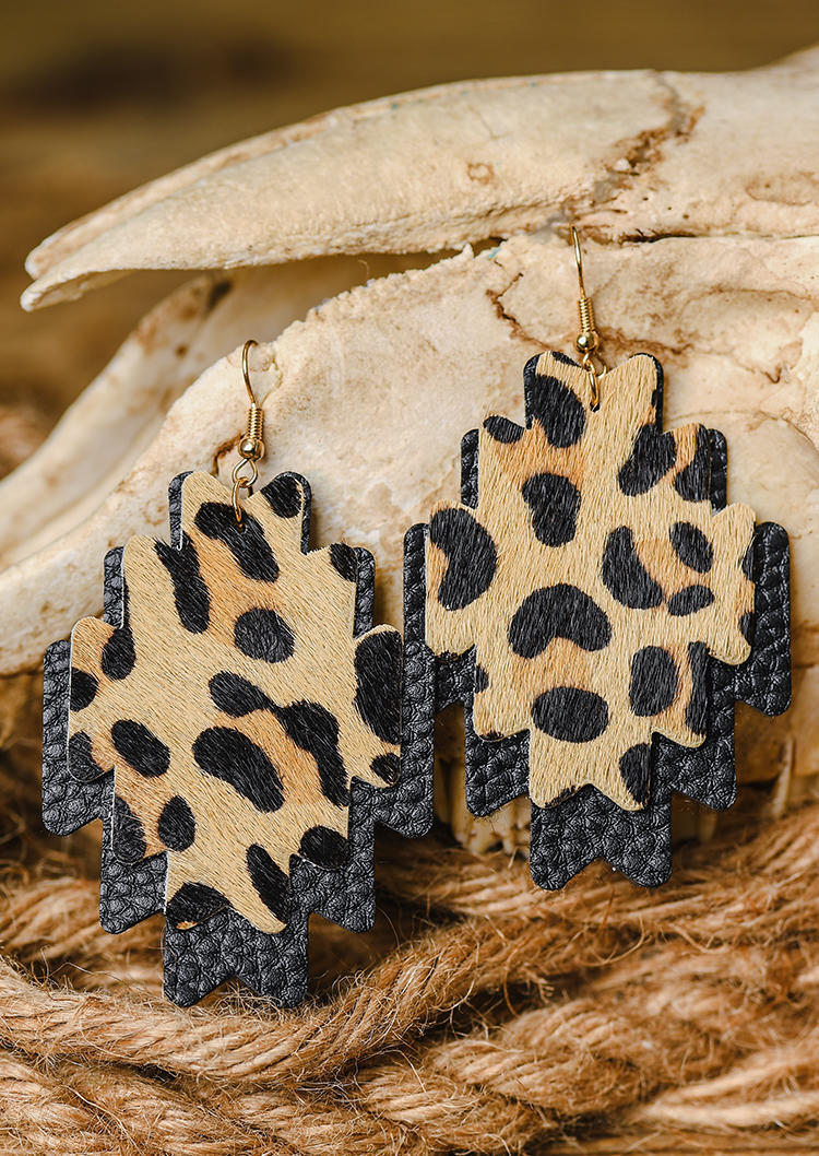 Earrings Leopard Aztec Geometric Dual-Layered Earrings in Multicolor. Size: One Size