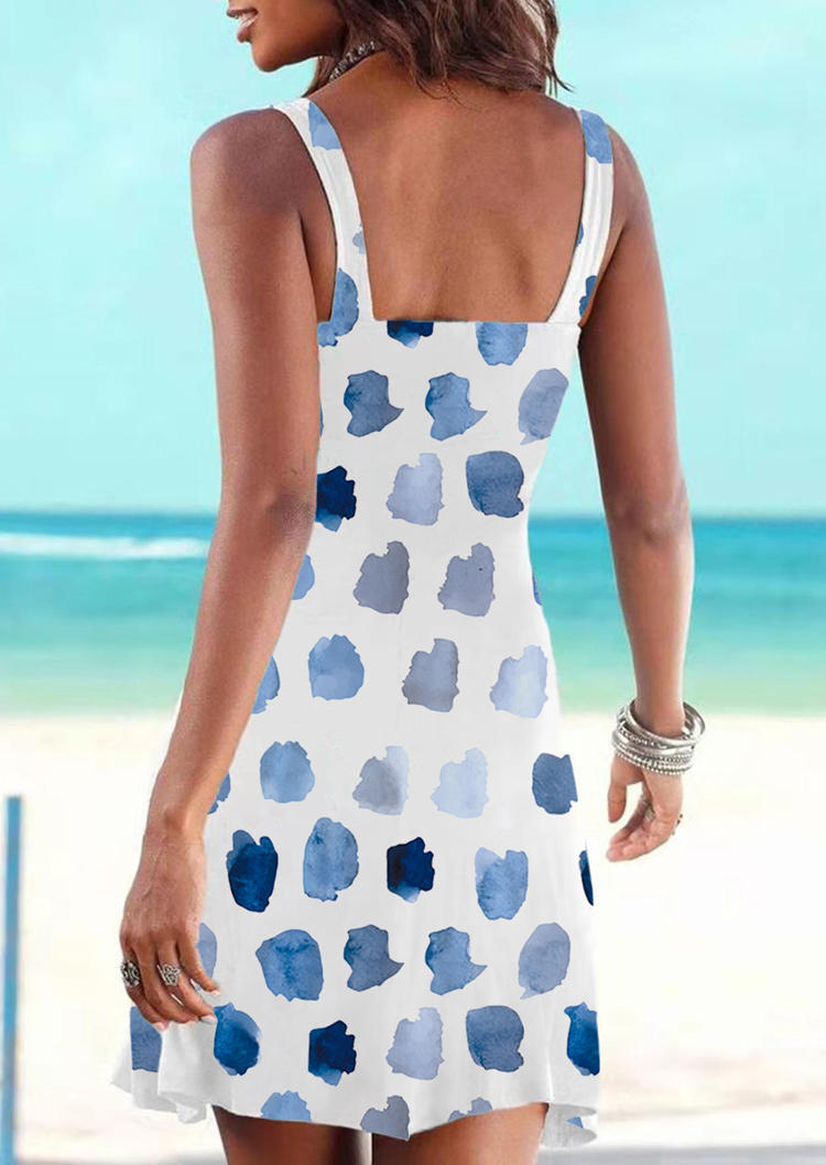 

Mini Dresses Watercolor Polka Dot Square Collar Mini Dress in White. Size: L