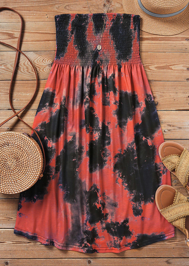 

Mini Dresses Tie Dye Smocked Strapless Bandeau Mini Dress in Multicolor. Size