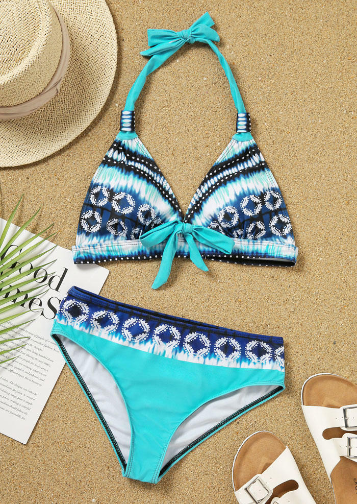 

Bikini Sets Ethnic Tie Halter Bikini Set in Multicolor. Size