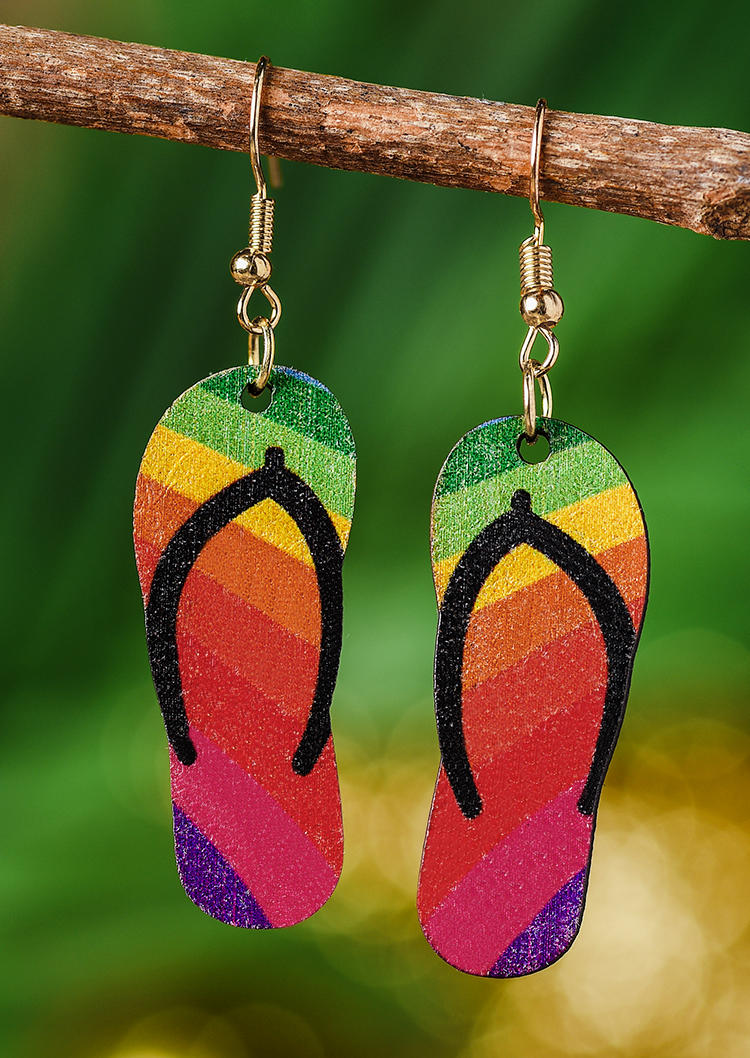 

Earrings Colorful Striped Glitter Slippers Hook Earrings in Multicolor. Size