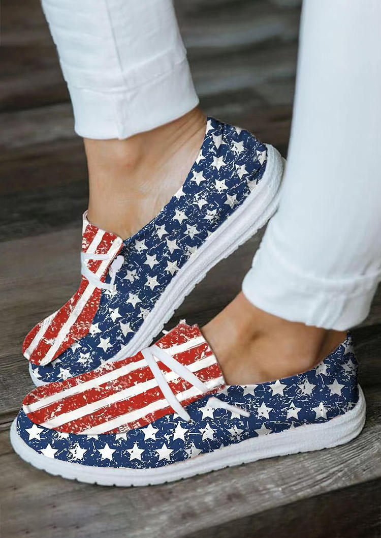 

Sneakers American Flag Lace Up Flat Sneakers in Multicolor. Size: ,38,39,40,41