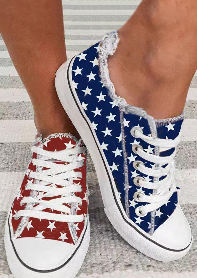 Sneakers Star Lace Up Frayed Flat Sneakers in Multicolor. Size: 37,38,39,40,41