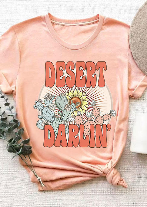 

T-shirts Tees Desert Darlin' Sunflower Cactus T-Shirt Tee in Pink. Size: 2XL,3XL