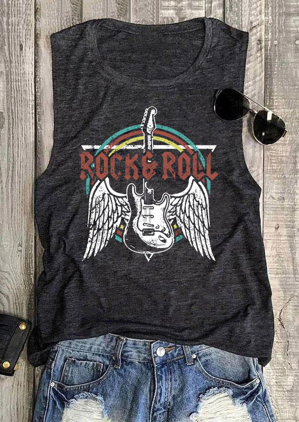 Rock & Roll Rainbow Guitar Tank - Black