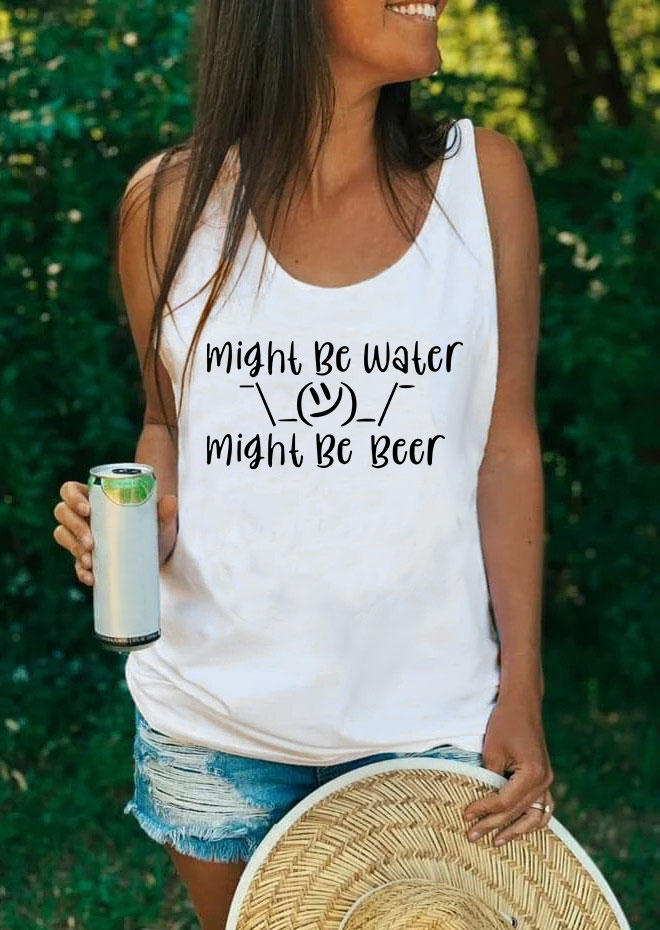 Might Be Water Might Be Beer Racerback Tank - White