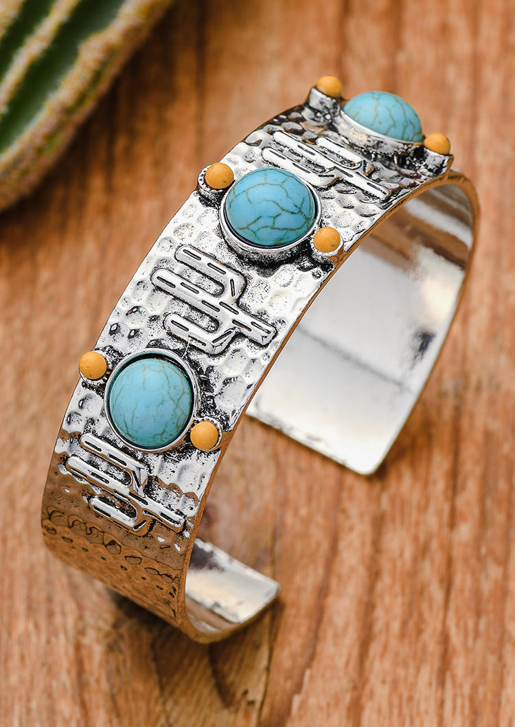Bracelet Turquoise Cactus Alloy Bracelet in Silver. Size: One Size
