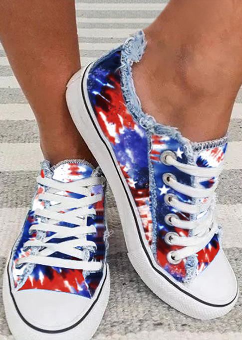 

Sneakers American Flag Tie Dye Lace Up Sneakers in Multicolor. Size: ,38,39,40,41