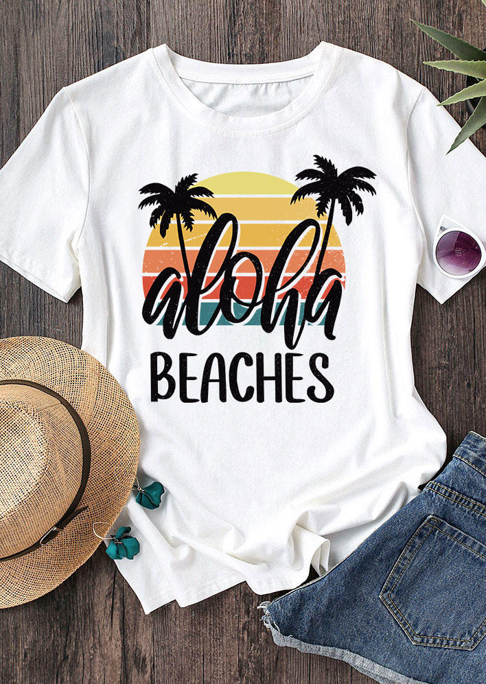 T-shirts Tees Aloha Beaches Coconut Tee T-Shirt Tee in White. Size: M,S