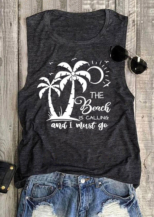 

Tank Tops The Beach Is Calling And I Must Go Tank Top in Dark Grey. Size