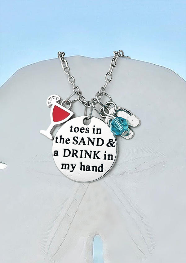 

Necklaces Toes In The Sand & A Drink In My Hand Necklace in Silver. Size