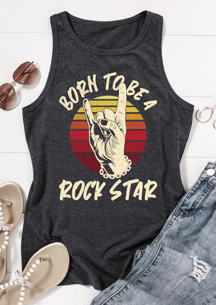 Tank Tops Born To Be A Rock Star Hand Tank Top - Dark Grey in Gray. Size: L,S
