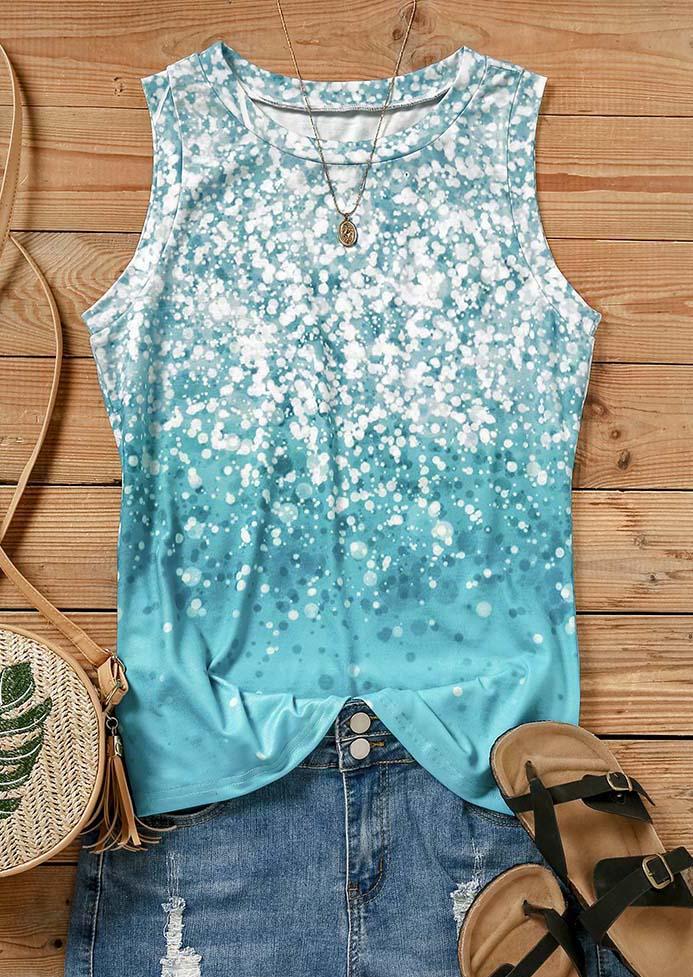 

Tank Tops Color Block Gradient Glitter Tank Top in Blue. Size: ,XL