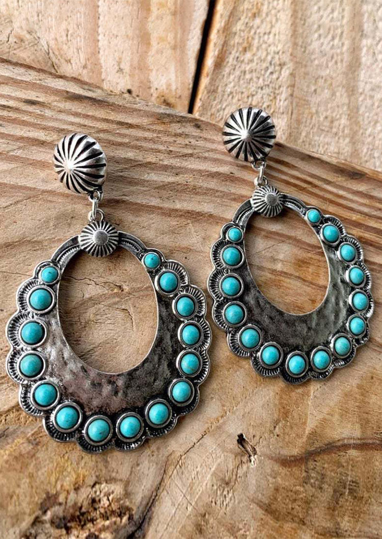Earrings Turquoise Hollow Out Alloy Earrings in Multicolor. Size: One Size