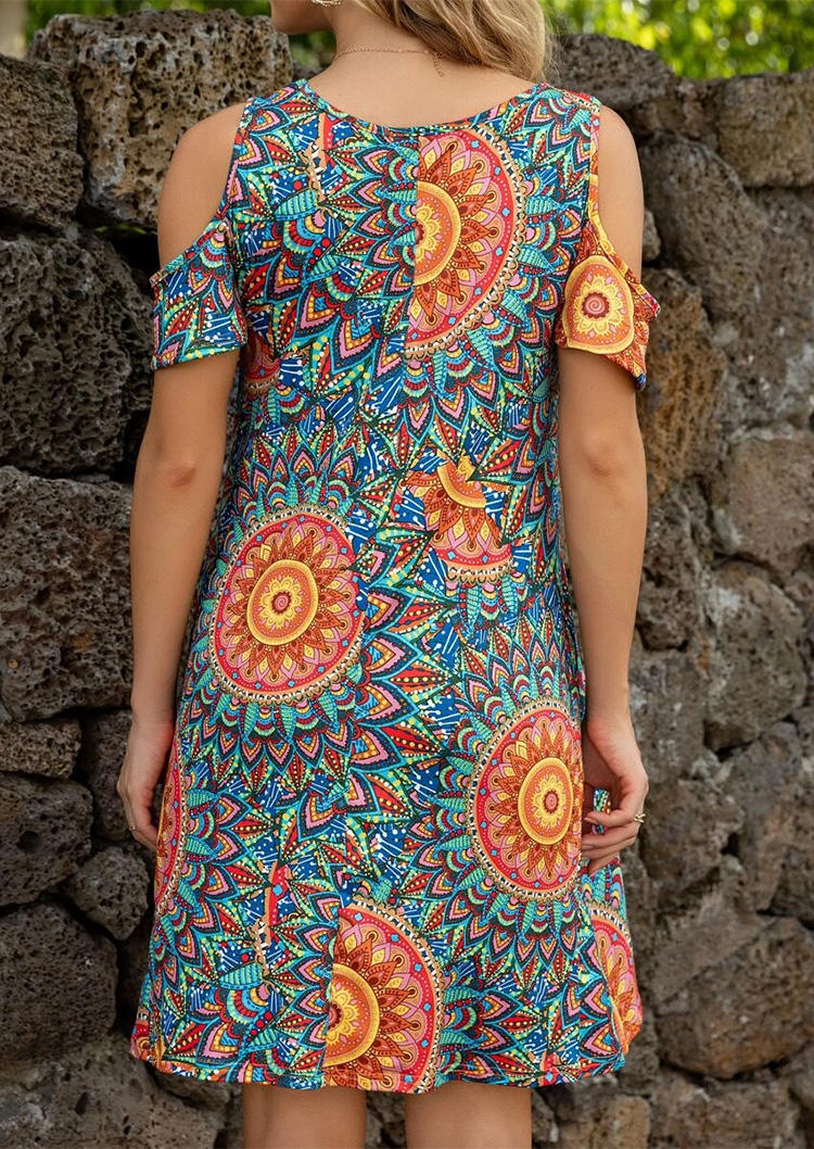 

Mini Dresses Floral Cold Shoulder Mini Dress in Multicolor. Size