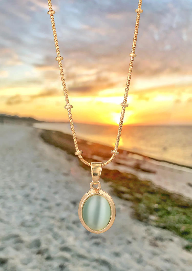 

Necklaces Natural Stone Alloy Pendant Necklace in Light Blue. Size