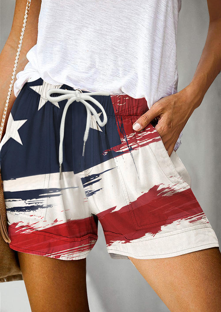 

Shorts American Flag Pocket Drawstring Shorts in Multicolor. Size: ,M,L,XL