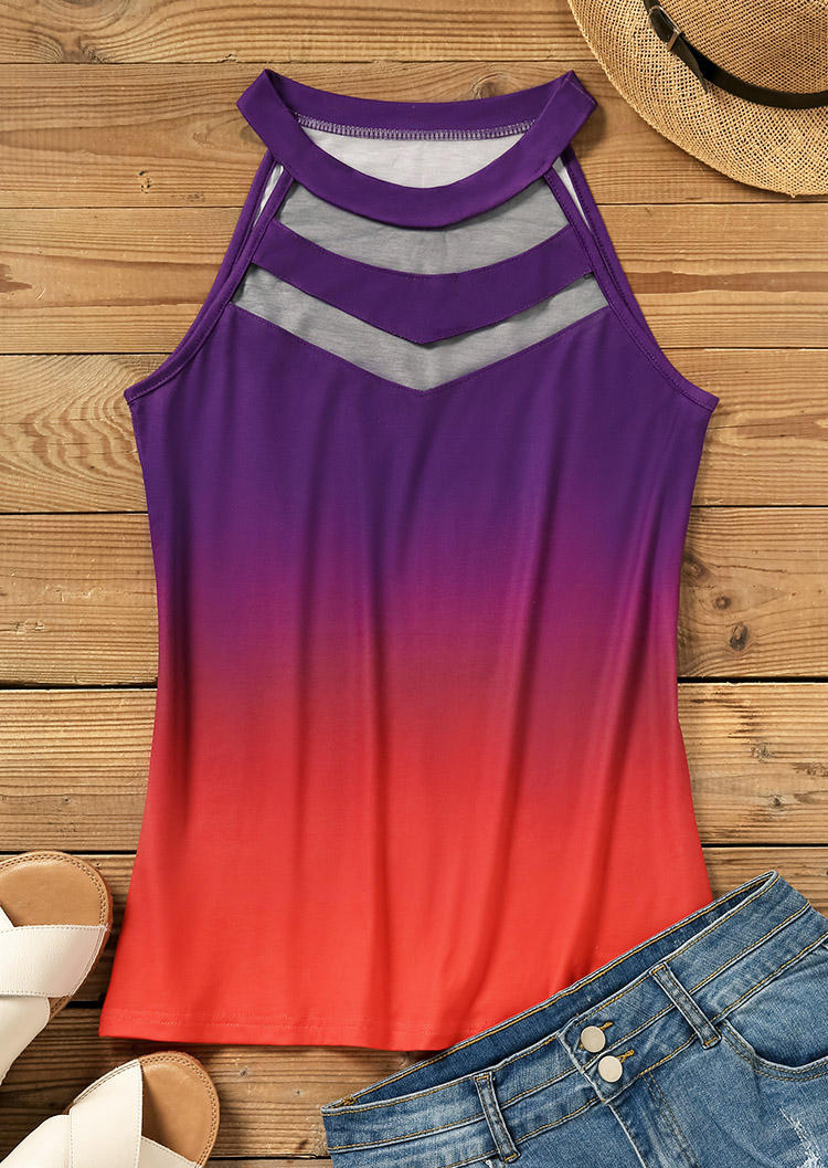 

Tank Tops Mesh Splicing Gradient Tank Top in Multicolor. Size