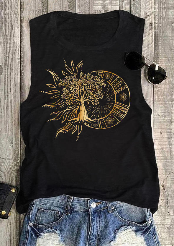 

Tank Tops Tree Of Life Sun Moon Tank Top in Black. Size
