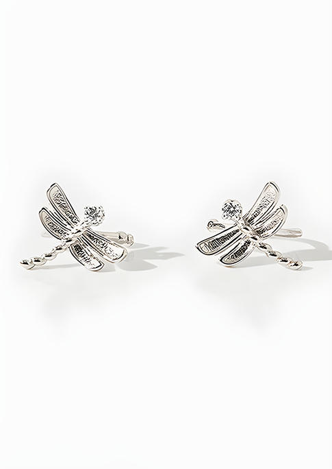 Earrings Dragonfly Alloy Ear Wrap Earrings in White. Size: One Size