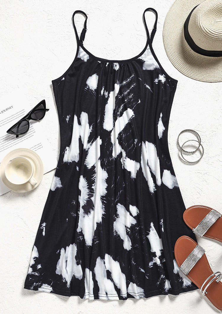 

Mini Dresses Tie Dye Spaghetti Strap Mini Dress in Black. Size