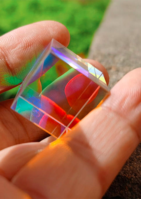 

Optical Magic Glass Prism Cube in Multicolor. Size