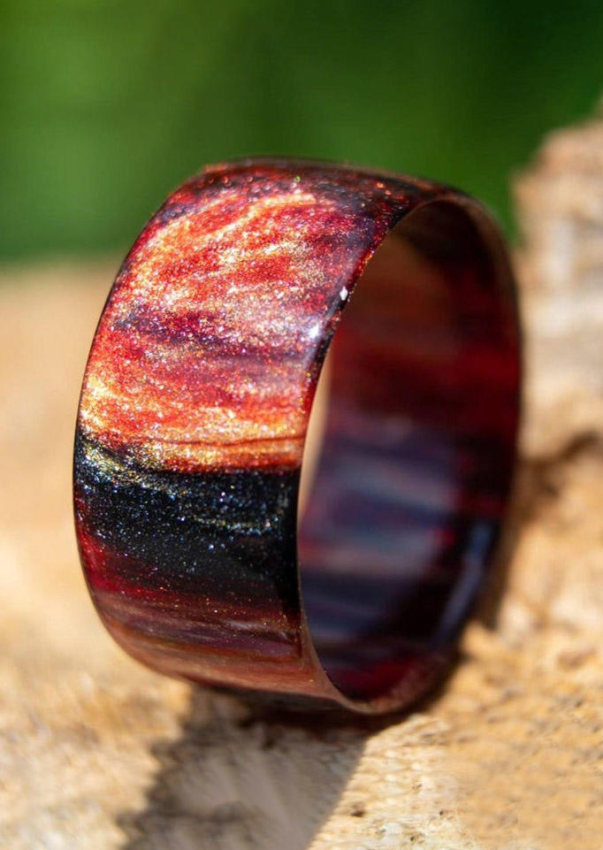 

Rings Personalized Galaxy Rainbow Resin Ring in Red. Size