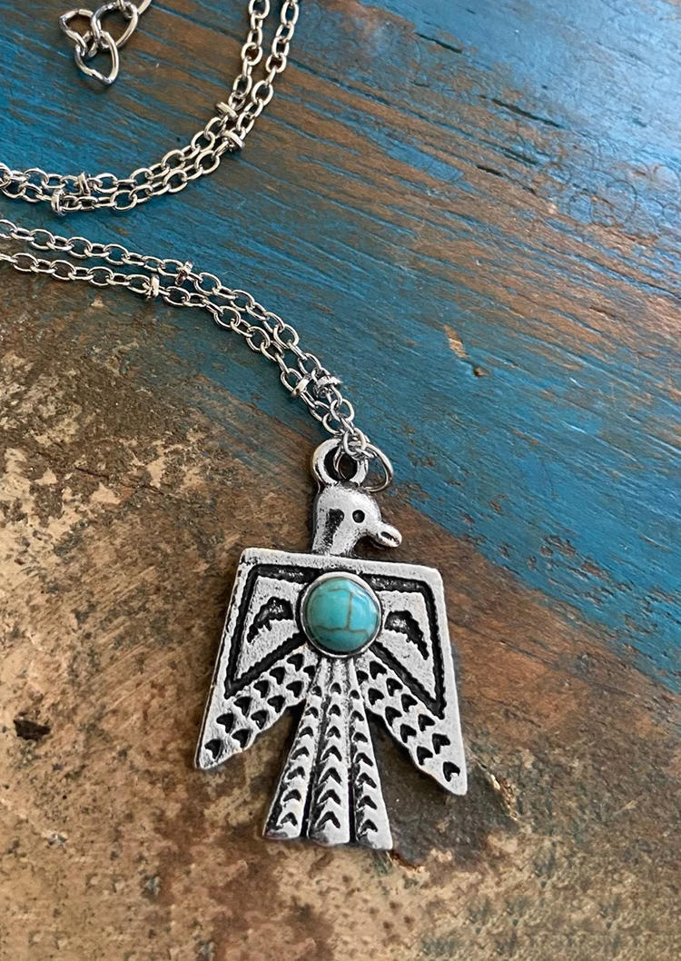

Necklaces Thunderbird Turquoise Alloy Pendant Necklace in Silver. Size