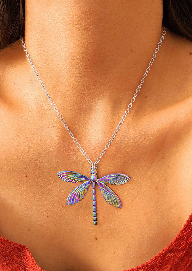 Necklaces Colorful Dragonfly Alloy Pendant Necklace in Multicolor. Size: One Size