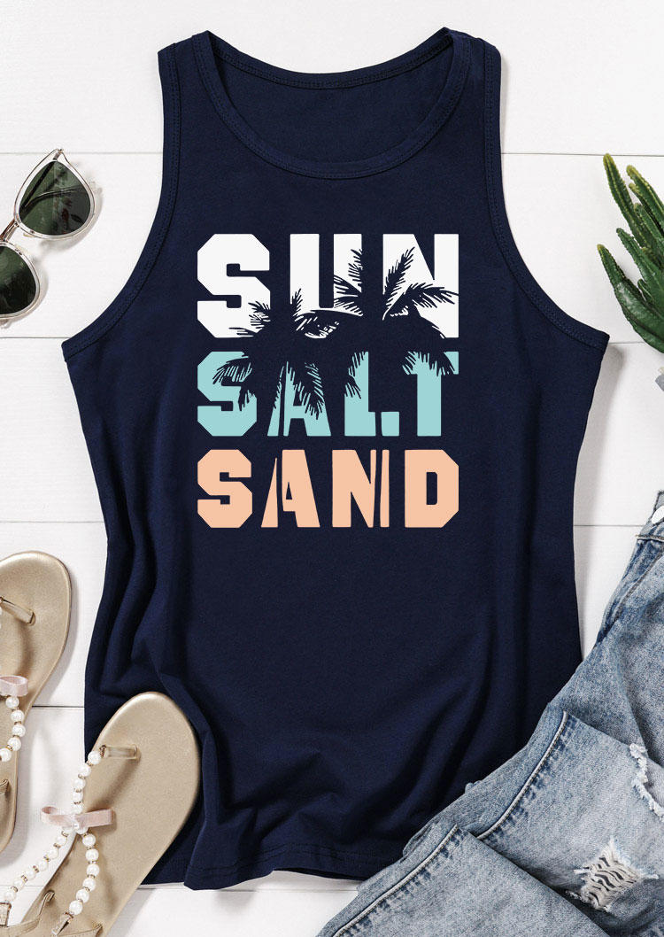 

Tank Tops Sun Salt Sand Coconut Tree Tank Top in Navy Blue. Size: ,M